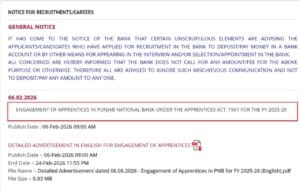 PNB Apprentice 2026 Notification Details