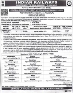 RRB ALP Recruitment 2026 Short Notification: 11127 Vacancies, Eligibility, and Important Dates